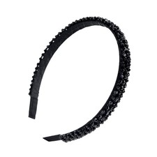 4Row Crystal Rhinestone Headband Beaded Hair Hoop Band Black