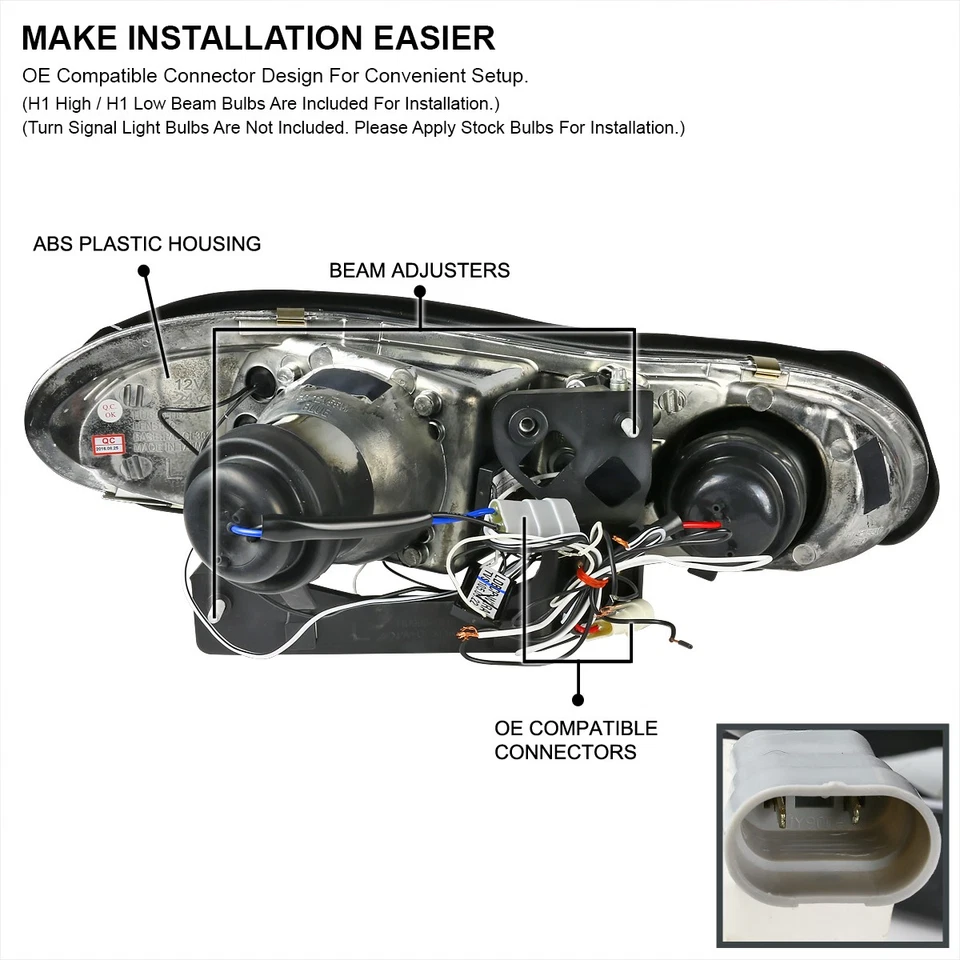Fits 1998-2002 Chevy Camaro LED Halo Projector Headlights Lamps Left+Right 98-02 - Image 4 of 4