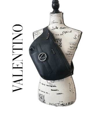 VALENTINO MESSENGER BAG MADE IN ITALY EMO BLACK LEATHER  VERSATILE CARRYALL