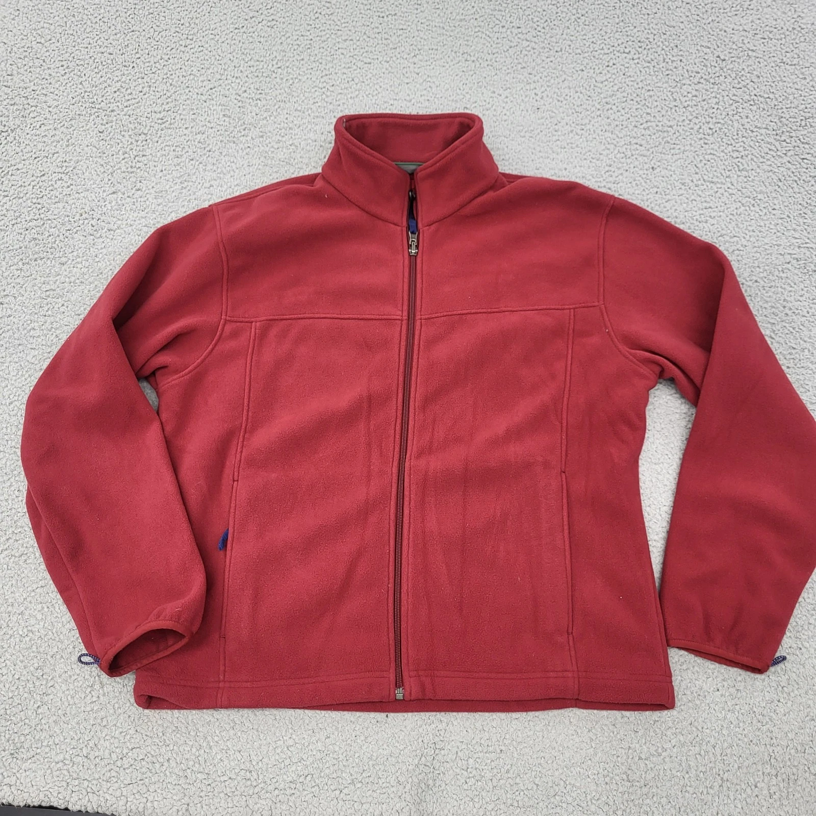 L.L. Bean Fleece Jacket Mens Medium Red Full Zip Pockets