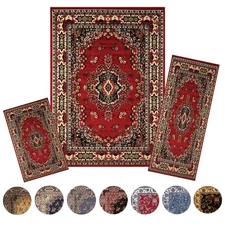 Traditional Medallion Persien 3 Pcs Area Rug Oriental Bordered Runner Mat Set