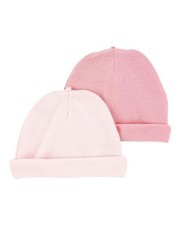 Baby 2-Pack Caps 0-3 Months Pastel Pink