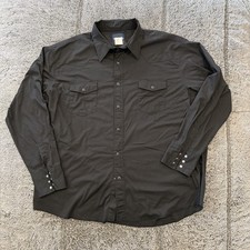 Wrangler Pearl Snap Shirt Men  s XXL Black Long Sleeve Flap Pockets Western
