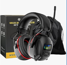 Bluetooth 5.4 Hearing Protection AM FM Radio Headphones with Digital Display. 30