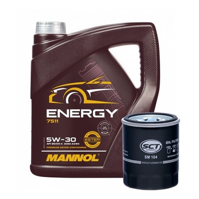 Servicekit SCT SM 104 Ölfilter, MANNOL Energy 5W-30 Motoröl, 4 Liter
