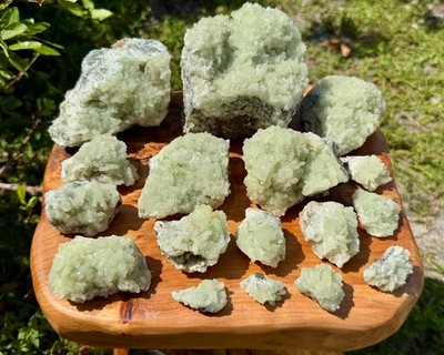Natural Prehnite Crystal Clusters, 'A' Grade Raw - Choose Size