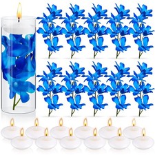 28 Pieces Floating Flowers for Centerpieces Blue Orchid Flowers Vase Fillers ...