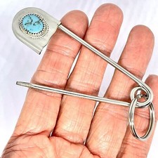 Llavero de seguridad gigante pepita turquesa llavero etiqueta 4 pulgadas Navajo regalo para hombre