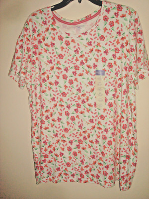 Ladies Plus Knit Pink Floral Top  Size 1X  Laura Scott NWT