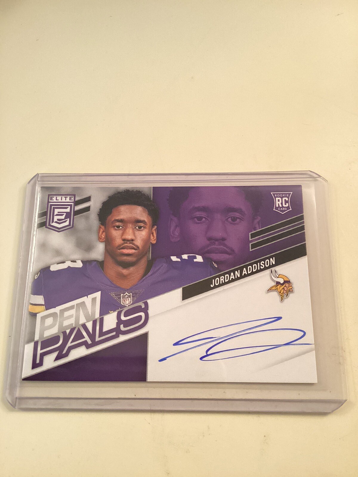 Jordan Addison 2023 Elite Football Pen Pals RC Auto Blue Ink #PPVJA