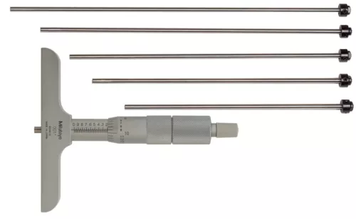 Mitutoyo 129-132, 0 - 6" X .001" Depth Micrometer, 4" Base 4 inches Base