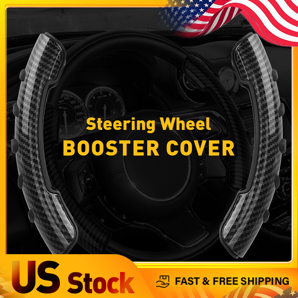2x Carbon Fiber Universal Car Wheel Steering Booster Non-Slip Cover Accessories