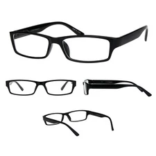 Mens 90s Classic Narrow Rectangular Black Plastic Rim Dad Eye Glasses 