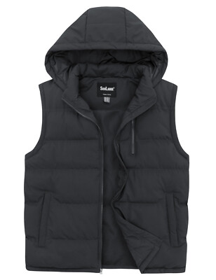 Soularge Men's Big and Tall Winter Warm Thicken Utility Puffer Vest  Outerwear