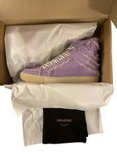 New 398 ZADIG  VOLTAIRE Flash High top canvas sneaker Boomerang purple Size:38