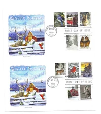  5532-41 Winter Scenes on two Panda Cachets FDCs