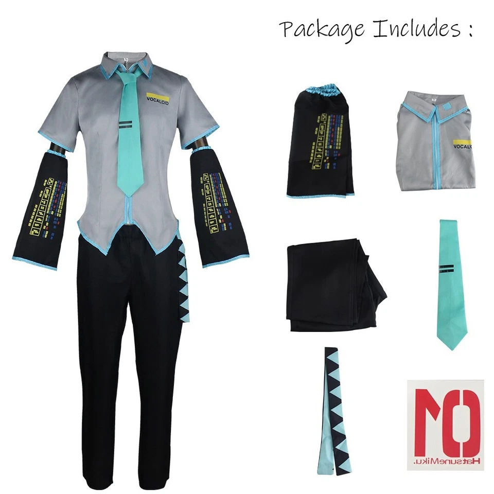 Vocaloid Hatsune Mikuo Uniforme Disfraz Top + Pantalones Traje Para Halloween Juegos con disfraces Foto 2 de 4
