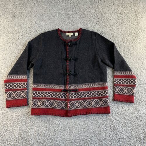 NEW Ann Taylor Cardigan Sweater Womens Petite Medium Wool Nordic Fair Isle Boho - Picture 1 of 12