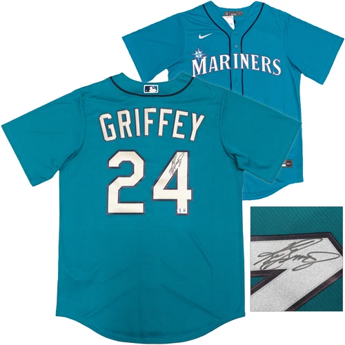 MARINERS KEN GRIFFEY JR. AUTOGRAPHED TEAL NIKE JERSEY SIZE M BECKETT 230141