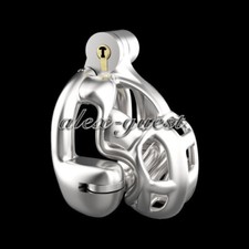 Male Device Restraint Double Lock Ring Chastity Belt Stainless Steel Cage