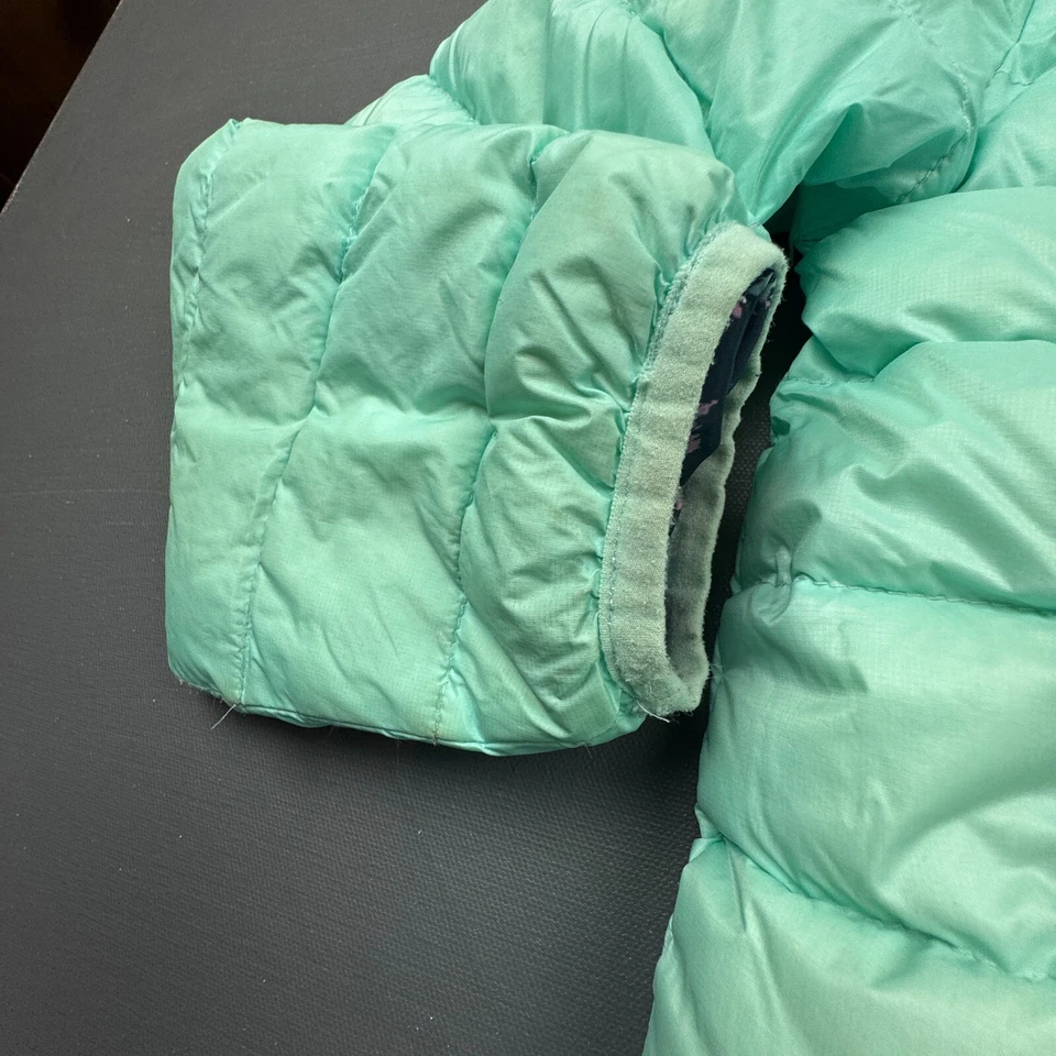 Chaqueta acolchada Eddie Bauer para niños niñas mediana 10/12 con capucha reversible verde azulado floral Foto 4 de 4