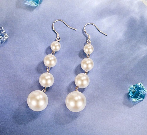 4 Pearl Drop Dangle Hook Earrings 925 Sterling Silver Women Girls Jewellery Gift