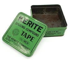 Green Kerite Splicing Compound Tape Advertising Empty Tin Decor