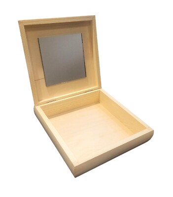 Einfache Holz Schminkbox mit Spiegel Schminktisch Schminktisch Aufbewahrung Quadratisch