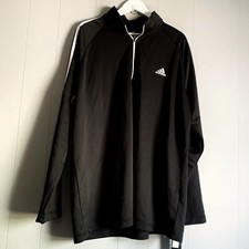 adidas Golf Men's 3 Stripe Shoulder French Terry 1/4 Zip Pullover Black