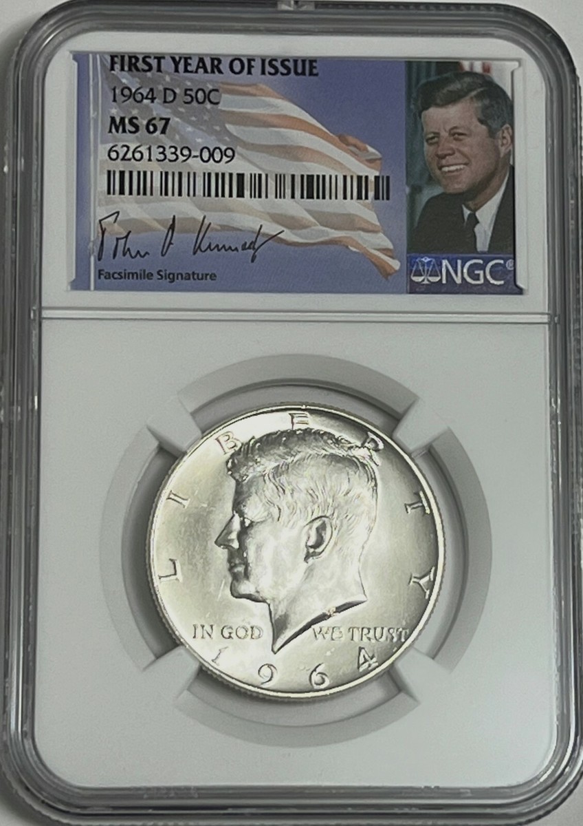 1964 D NGC MS67 Silver Kennedy Half Dollar First Year Issue JFK