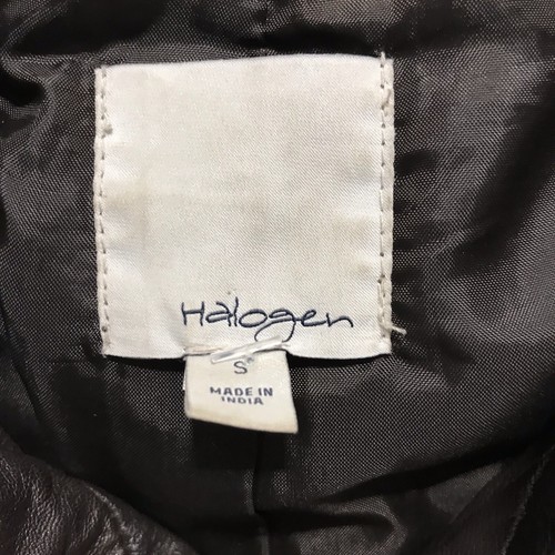 Halogen Small Black Leather Motorcycle Bomber Jacket Lined Lightweight - Picture 9 of 10