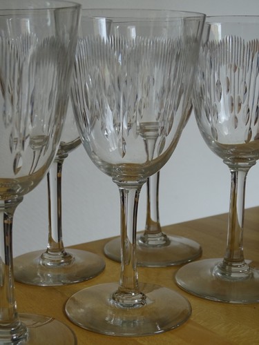 BACCARAT 6 ANTIQUE CRYSTAL WATER GLASSES MODEL MOLIERE ht 16.8 cm - Picture 2 of 9