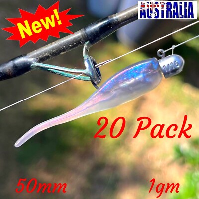 20 Soft Plastic Fishing Lures 50mm Jerk Bait FLATHEAD Bream