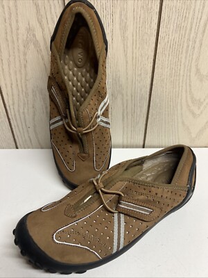 Privo Clarks Leather Suede Slip On Shoes Sneakers Tan Women