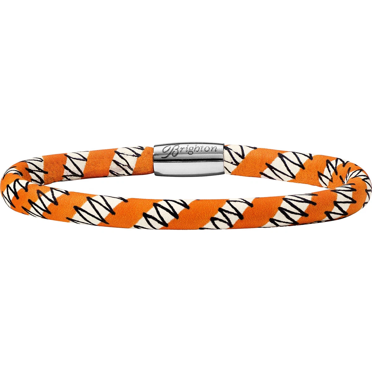 NWT Brighton WOODSTOCK ZIGGY Orange Black Single Leather Bracelet