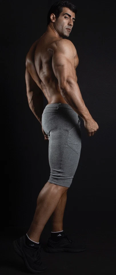 Pantalones deportivos de yoga DEMIG grises para hombre 3/4 cintura elástica entrenamiento joggers  Foto 4 de 4