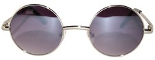 SMOKE GREY LENS ROUND SUNGLASSES 43 MM SILVER METAL FRAME ONE PAIR