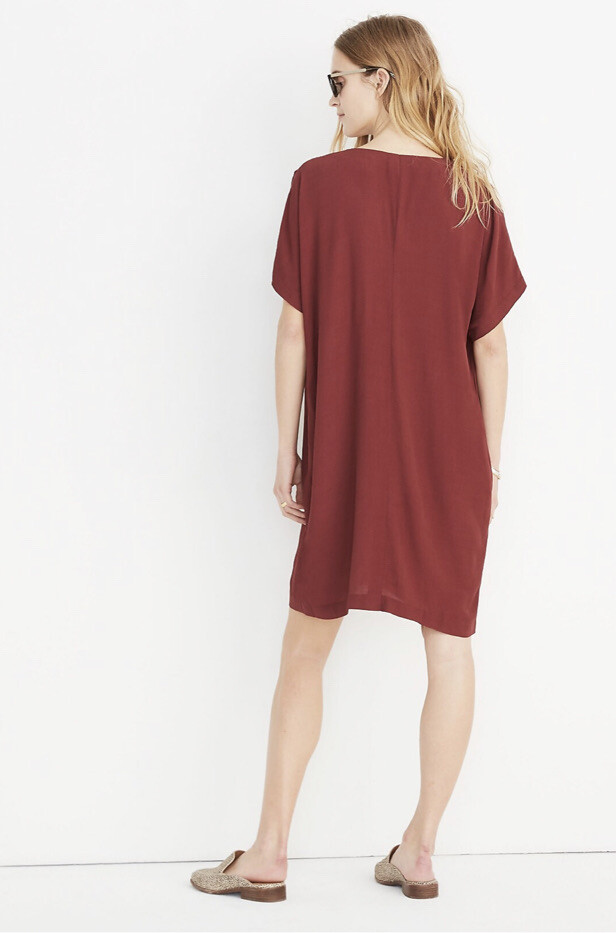 madewell burgundy dress Womens Button Front Easy Mini XXS Style oversized NWT Color::#11-Magenta Dye Plus Size Prom Dress Hooded Asymmetric Dress with