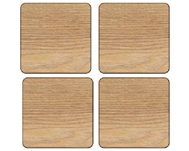 Set of 4 OAK Wood COASTERS By Creative Tops