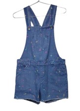 Children's Place 12 Blue Denim Bib Shorts Overall Colorful Paint Splatter