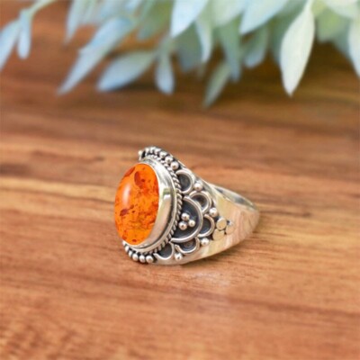 Genuine 925 Sterling Silver Women Handmade Ring Natural Gemstone All Size
