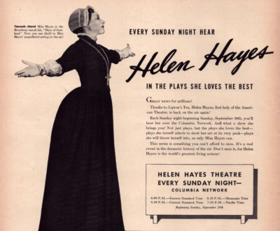 Helen Hayes Theatre 1940 Vintage Print Ad Mary Of Scotland Liptons Tea