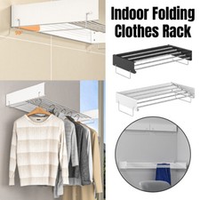 Foldable Wall Mounted Clothes Drying Rack Invisible Laundry Towel Hanger Balcony