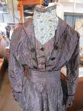 Original Victorian 3 Piece Suit Silk Satin Trim Embroidered Band Lace Details