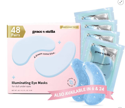 grace & stella Award Winning Under Eye Mask (Blue, 48 Pairs)