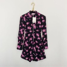 A.L.C. Marcella Silk Black Floral Full Front Zip Mini Dress NWT 00 $550