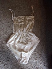 Vintage Zaful Ivory Backless Satin Teddy Panty Romper M