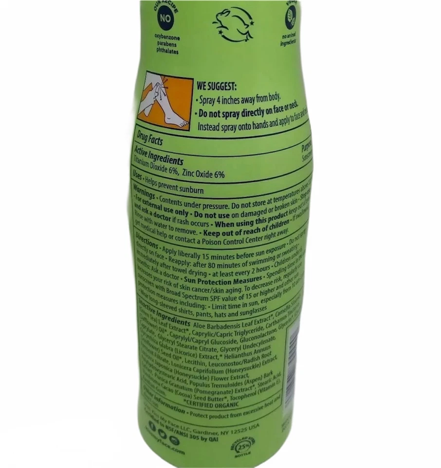 Protector solar en spray mineral Kiss My Face Organics FPS 30 con aceite de cártamo vegano Foto 2 de 4