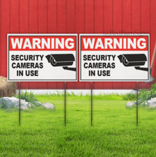 8x12 Inch WARNING SECURITY CAMERAS IN USE Yard Sign with Stake wb 2 PACK