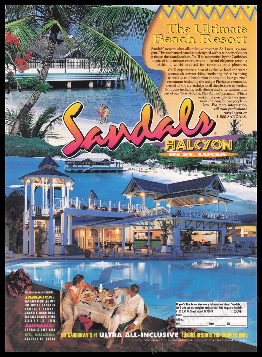 Sandals Halcyon in Lucia 1990s Print Advertisement Ad 1995
